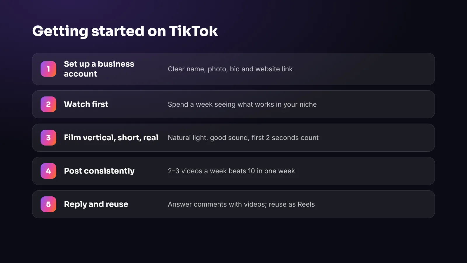 Five steps to get started on TikTok